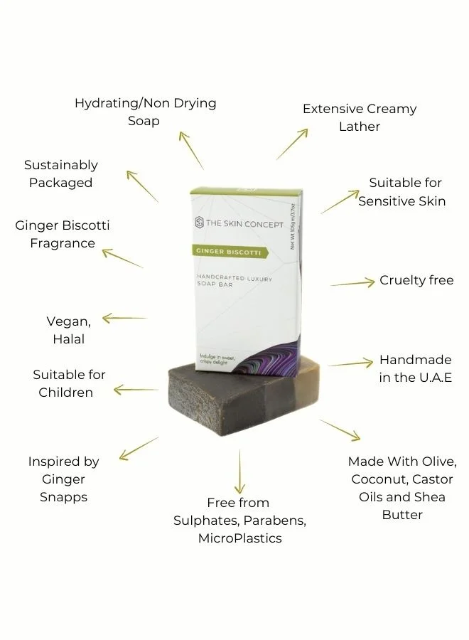 The Skin Concept  The Skin Concept Artisanal Soap Bar - Ginger Biscotti - Handmade, Vegan for Women | Best Price UAE